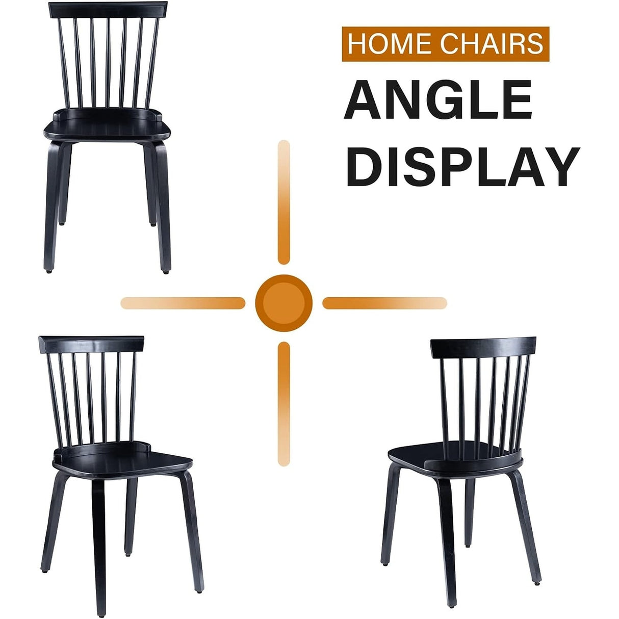 Mid-Century Country Style Wood Dining Chairs Farmhouse Design with Spindle Back (Set of 2)