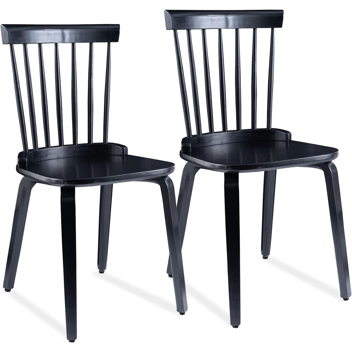 Mid-Century Country Style Wood Dining Chairs Farmhouse Design with Spindle Back (Set of 2)