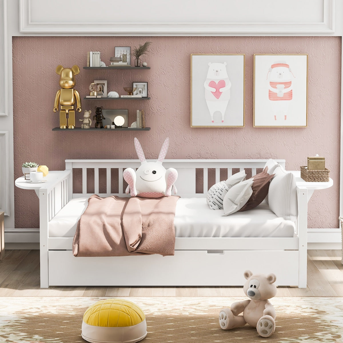 Mid-Century Inspired Full size Daybed with Trundle Bed, Sofa Bed