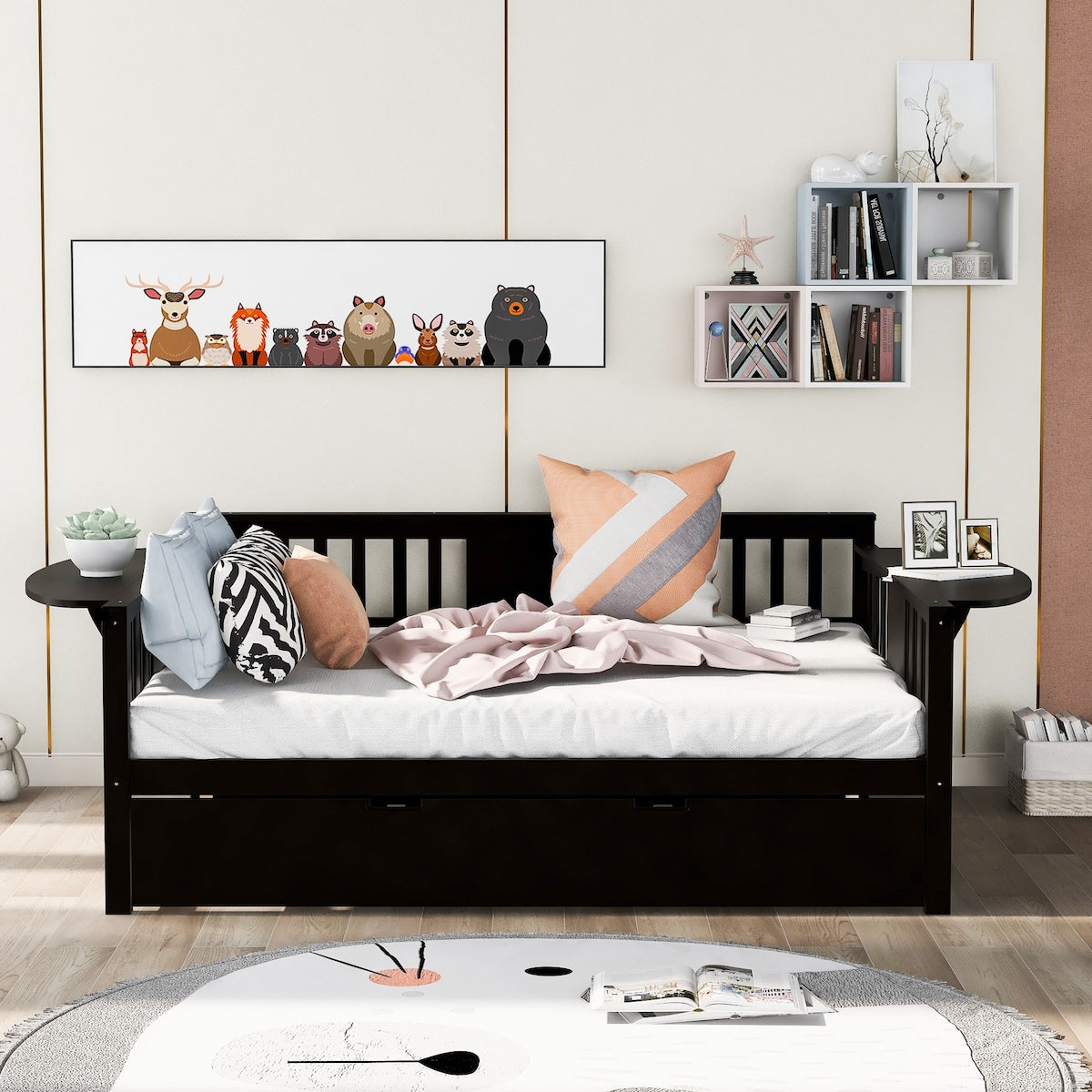 Mid-Century Inspired Full size Daybed with Trundle Bed, Sofa Bed