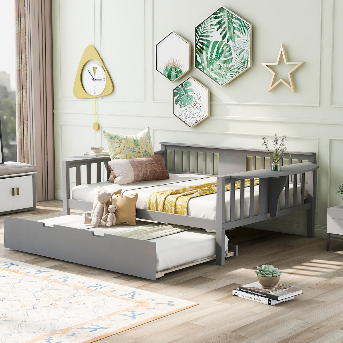 Mid-Century Inspired Full size Daybed with Trundle Bed, Sofa Bed