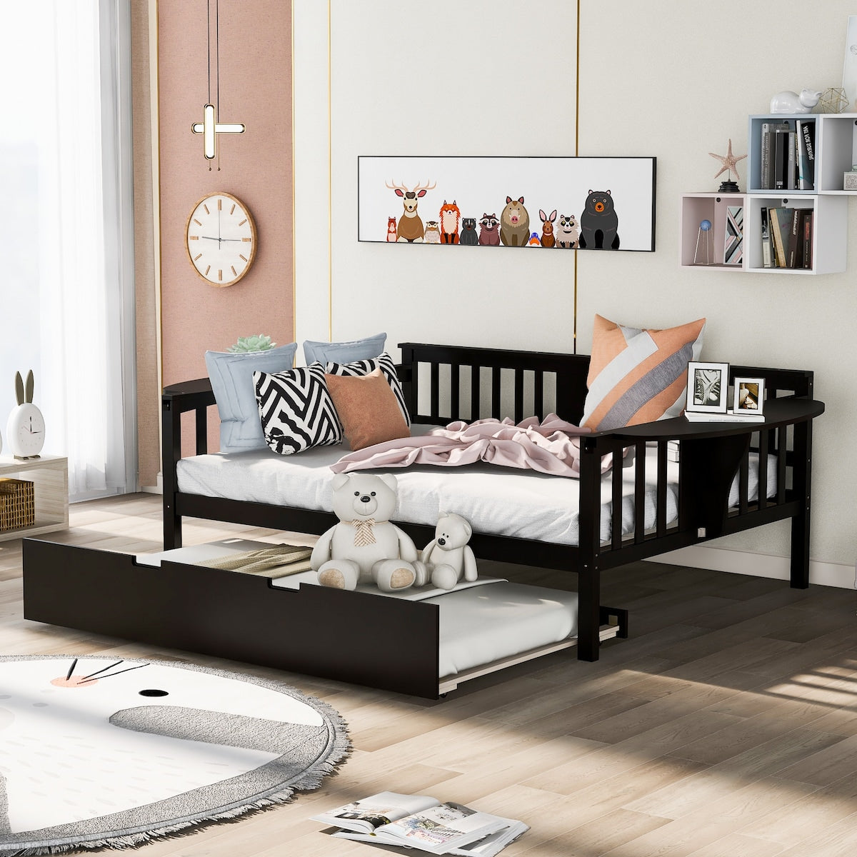 Mid-Century Inspired Full size Daybed with Trundle Bed, Sofa Bed