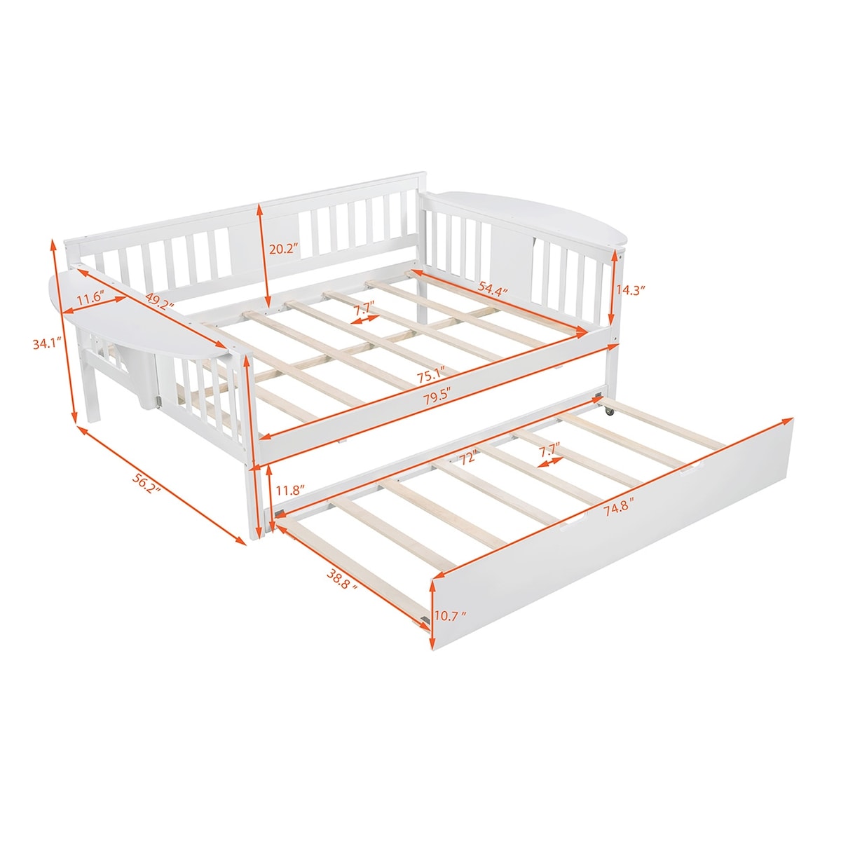Mid-Century Inspired Full size Daybed with Trundle Bed, Sofa Bed