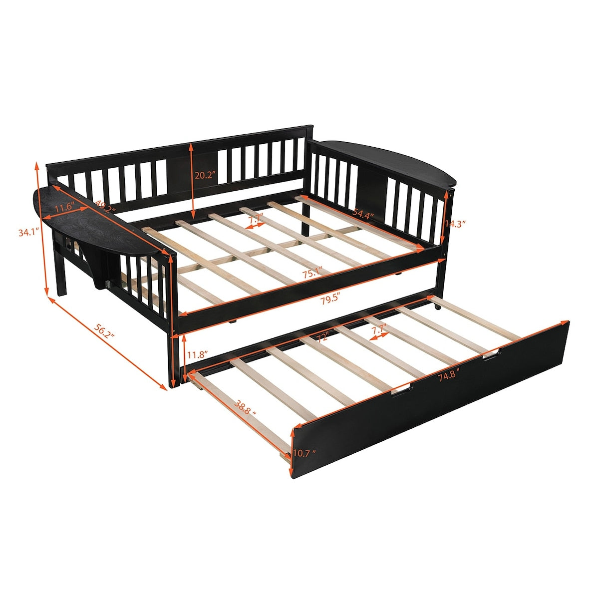 Mid-Century Inspired Full size Daybed with Trundle Bed, Sofa Bed