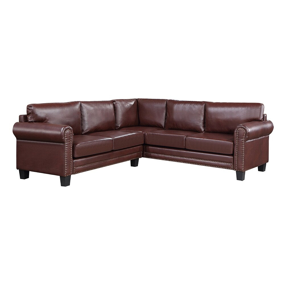 Mid-Century L-shape Sectional Sofa with Rivet Ornament