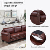 Mid-Century L-shape Sectional Sofa with Rivet Ornament
