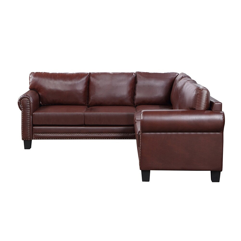 Mid-Century L-shape Sectional Sofa with Rivet Ornament