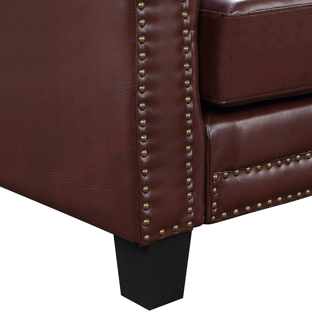 Mid-Century L-shape Sectional Sofa with Rivet Ornament