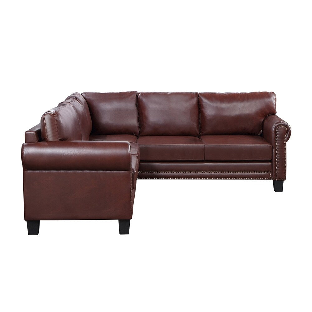 Mid-Century L-shape Sectional Sofa with Rivet Ornament
