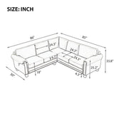 Mid-Century L-shape Sectional Sofa with Rivet Ornament