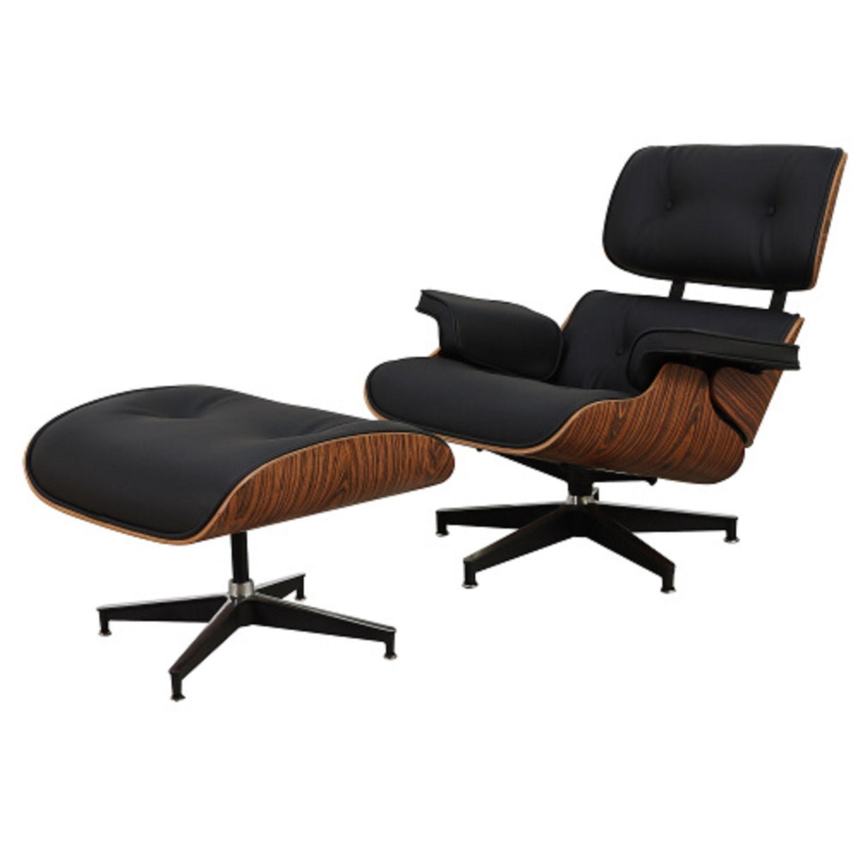 Mid Century Lounge Chair with Ottoman,Modern Arm Chair Classic Design,Plywood Wood with Top Grain Leather Recliner Chair
