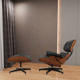 Mid Century Lounge Chair with Ottoman,Modern Arm Chair Classic Design,Plywood Wood with Top Grain Leather Recliner Chair