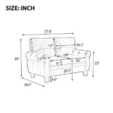 Mid-Century Loveseat Classic Upholstered Couch with Rolled Arm for Home or Office (loveseat)