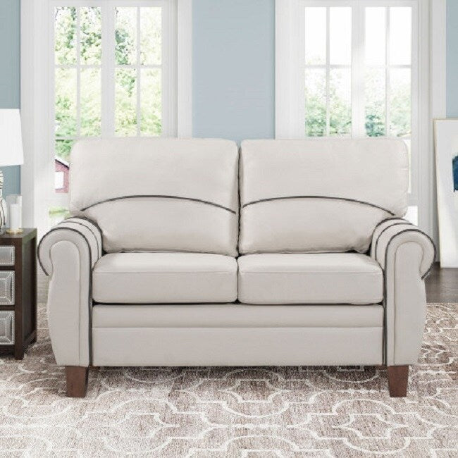 Mid-Century Loveseat Classic Upholstered Couch with Rolled Arm for Home or Office (loveseat)