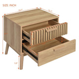 Mid Century Modern 2-Drawer Nightstand with Rubber Wood Legs