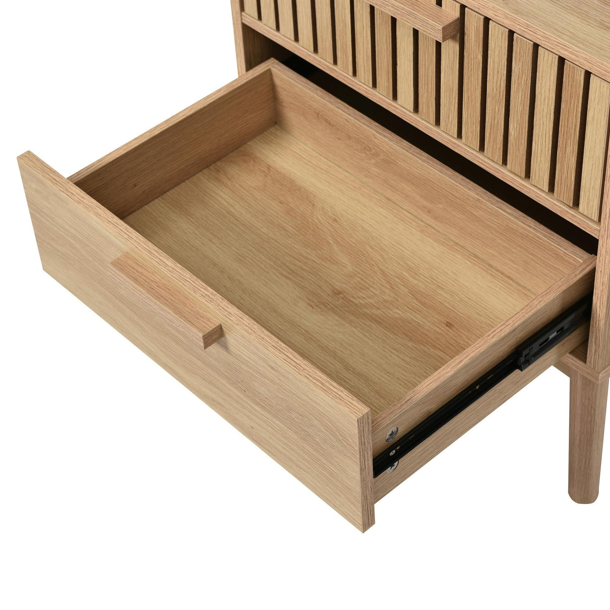 Mid Century Modern 2-Drawer Nightstand with Rubber Wood Legs