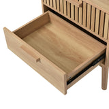Mid Century Modern 2-Drawer Nightstand with Rubber Wood Legs