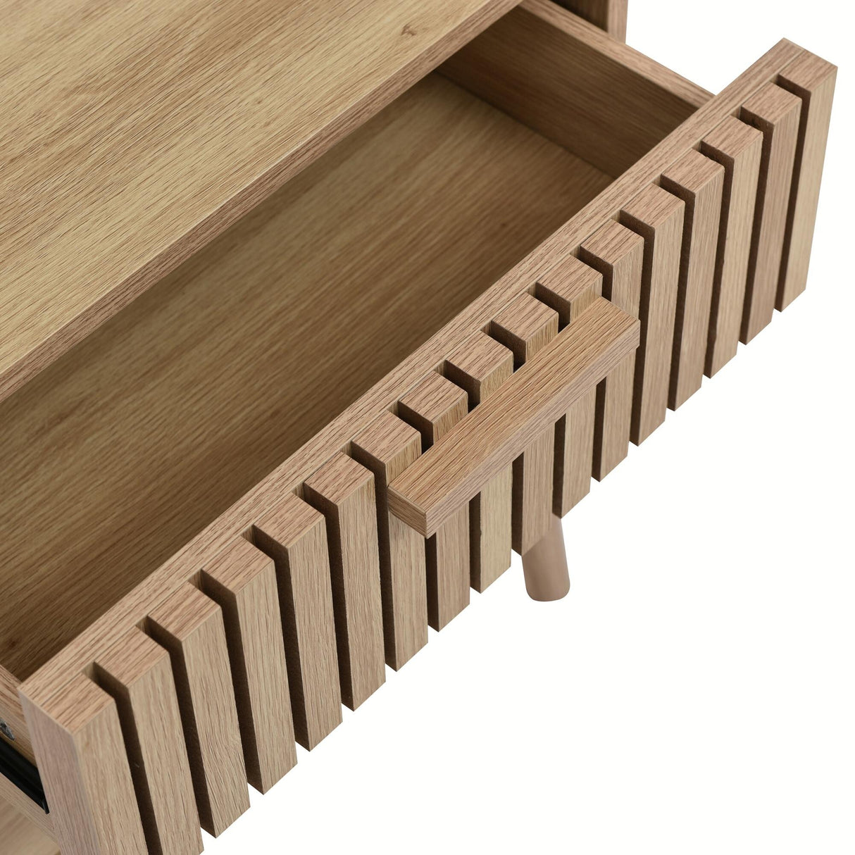 Mid Century Modern 2-Drawer Nightstand with Rubber Wood Legs