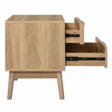 Mid Century Modern 2-Drawer Nightstand with Rubber Wood Legs