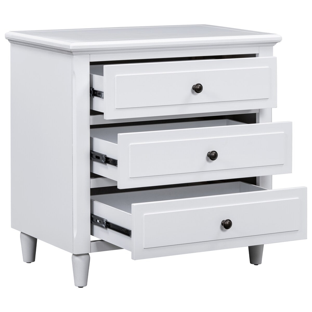 Mid-Century Modern 3-Drawer Dresser Nightstand Storage Wood Cabinet,Multi-scene Use