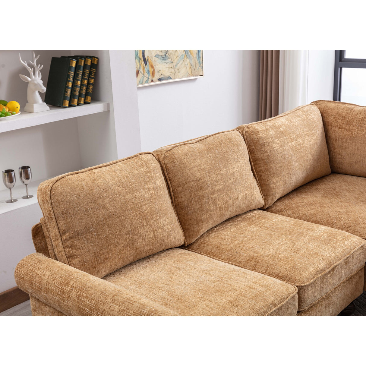 Mid-Century Modern 3-piece Modular L-Shape Sectional Sofa