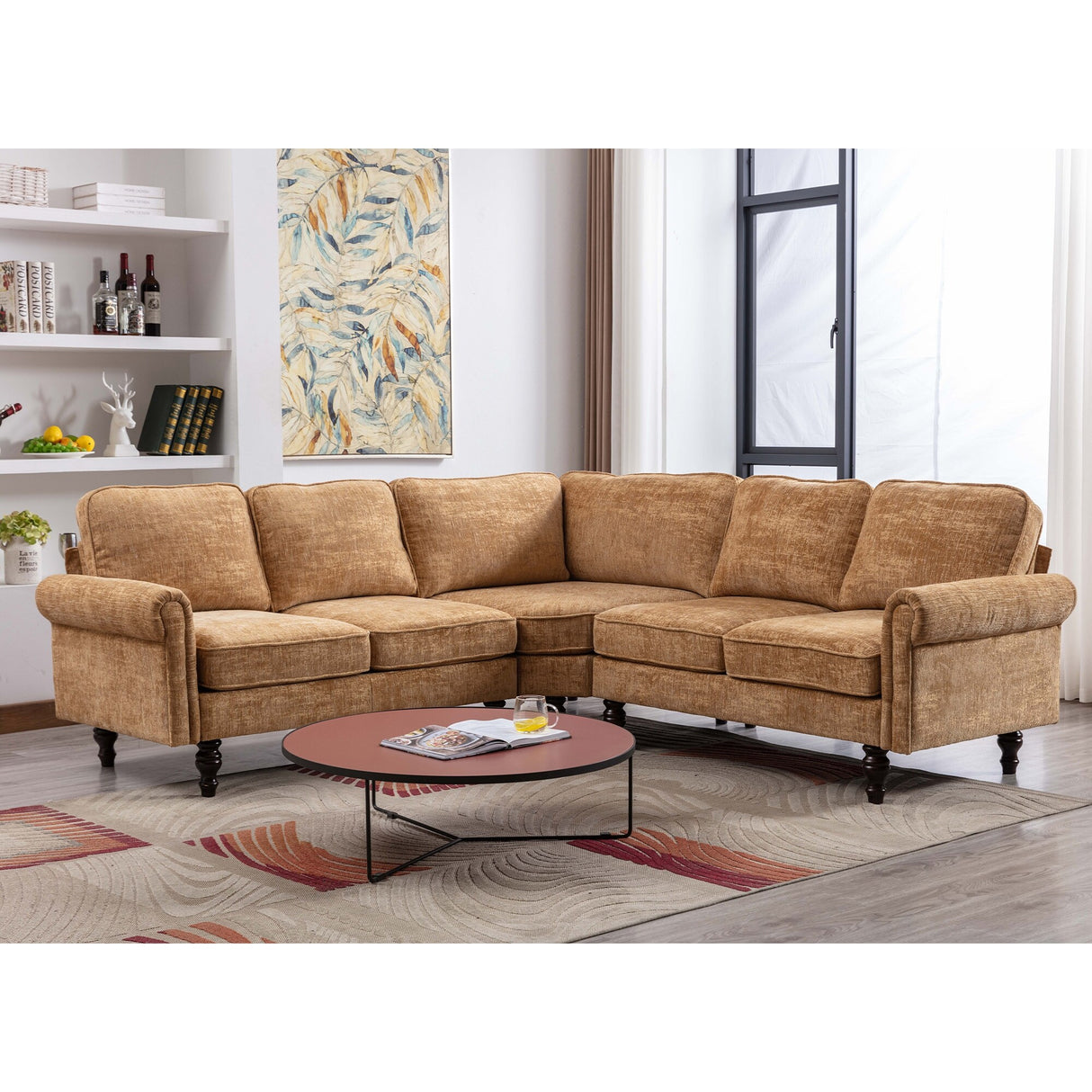 Mid-Century Modern 3-piece Modular L-Shape Sectional Sofa