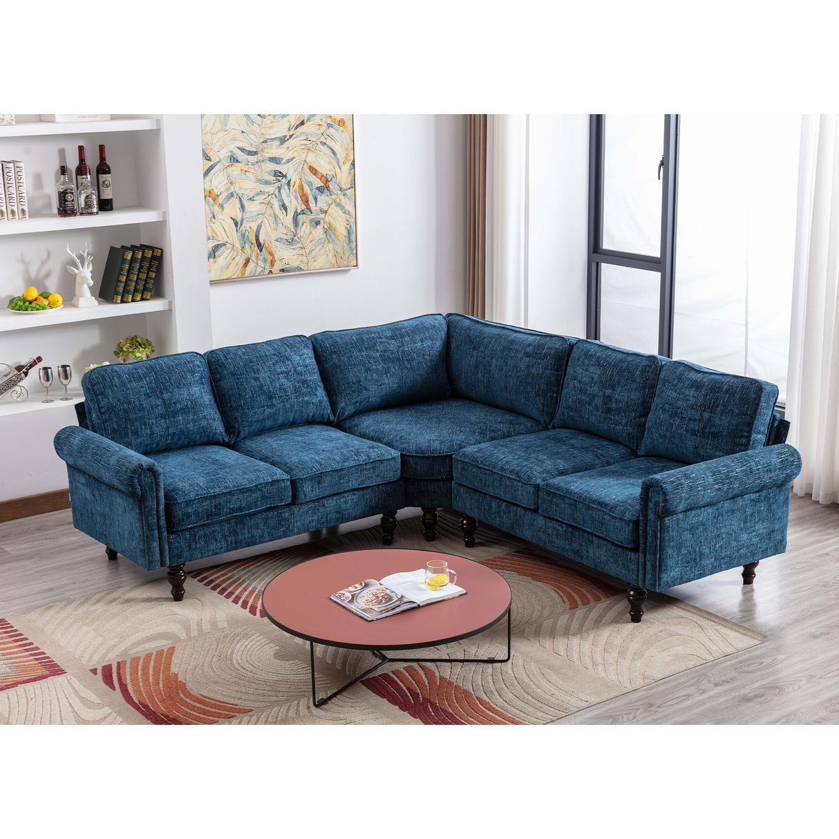 Mid-Century Modern 3-piece Modular L-Shape Sectional Sofa