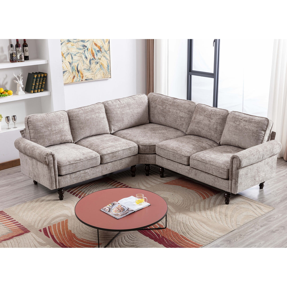 Mid-Century Modern 3-piece Modular L-Shape Sectional Sofa
