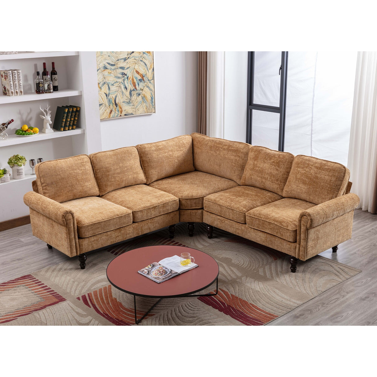Mid-Century Modern 3-piece Modular L-Shape Sectional Sofa
