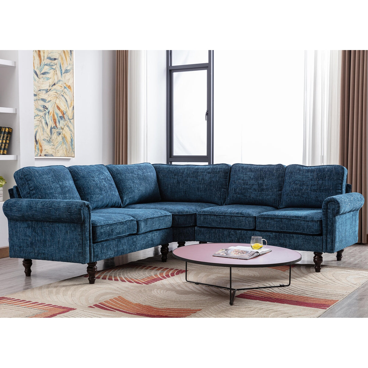 Mid-Century Modern 3-piece Modular L-Shape Sectional Sofa