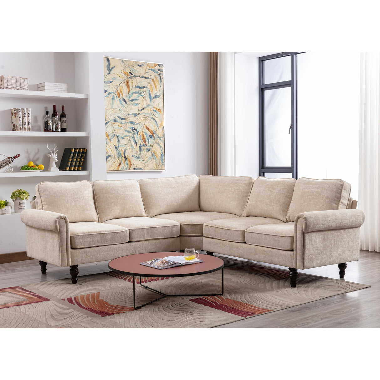 Mid-Century Modern 3-piece Modular L-Shape Sectional Sofa