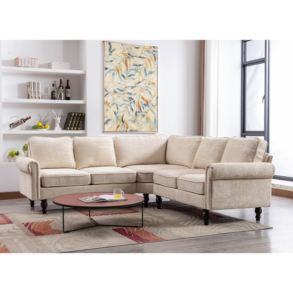 Mid-Century Modern 3-piece Modular L-Shape Sectional Sofa