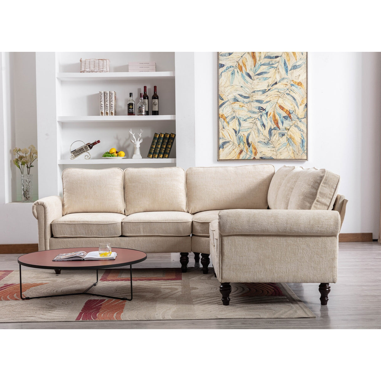 Mid-Century Modern 3-piece Modular L-Shape Sectional Sofa