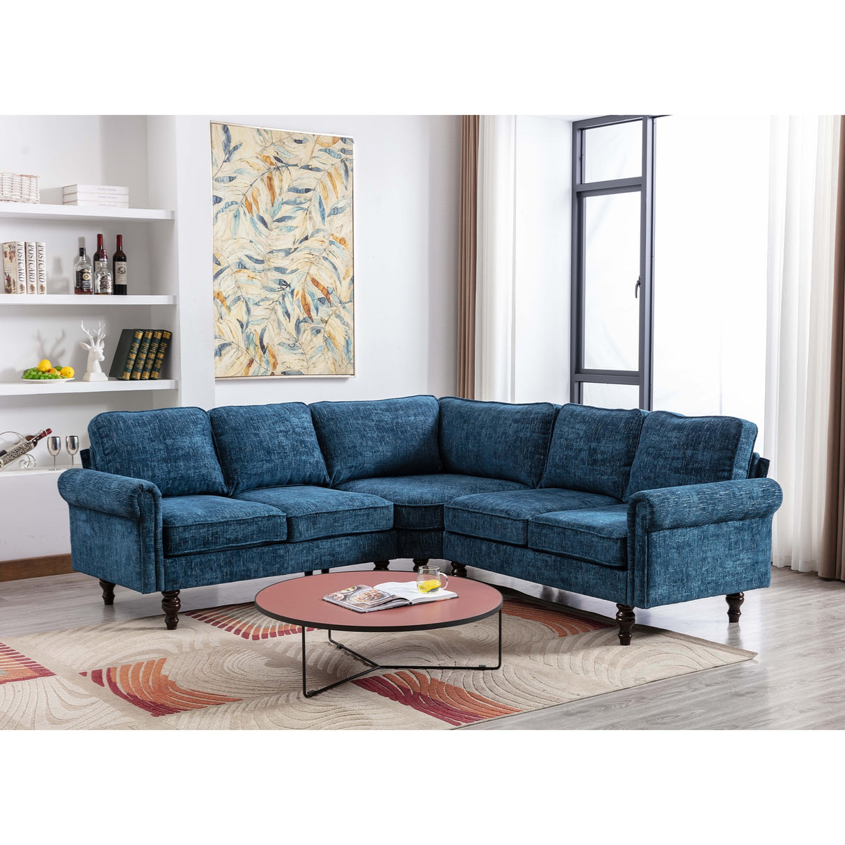 Mid-Century Modern 3-piece Modular L-Shape Sectional Sofa