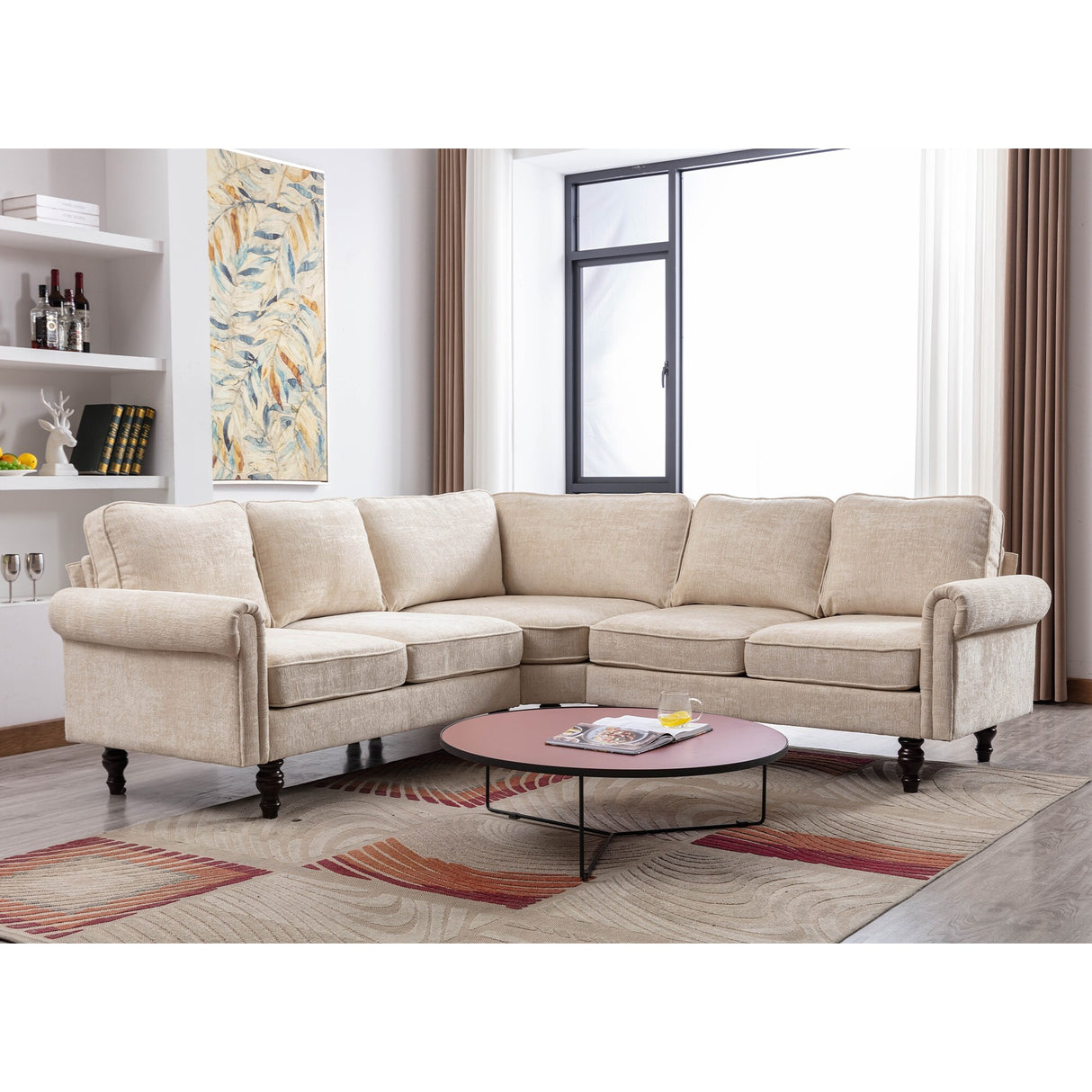 Mid-Century Modern 3-piece Modular L-Shape Sectional Sofa