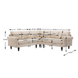 Mid-Century Modern 3-piece Modular L-Shape Sectional Sofa