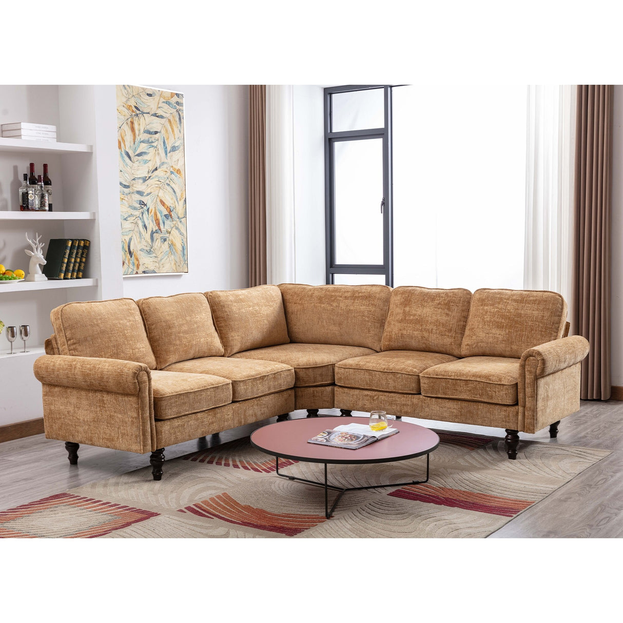 Mid-Century Modern 3-piece Modular L-Shape Sectional Sofa