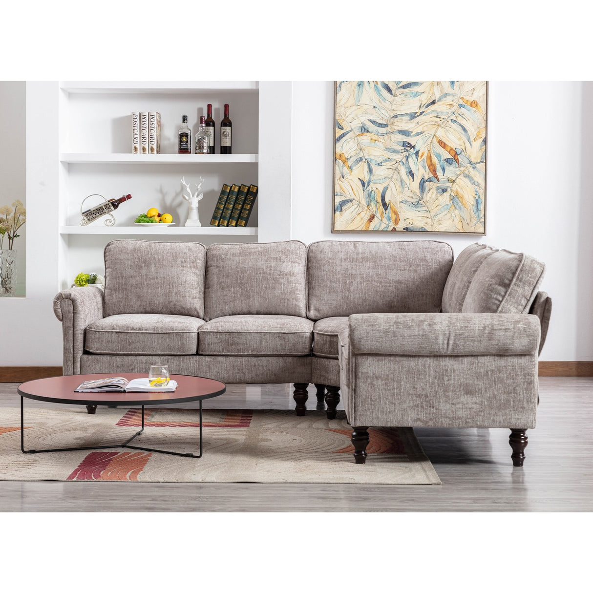 Mid-Century Modern 3-piece Modular L-Shape Sectional Sofa