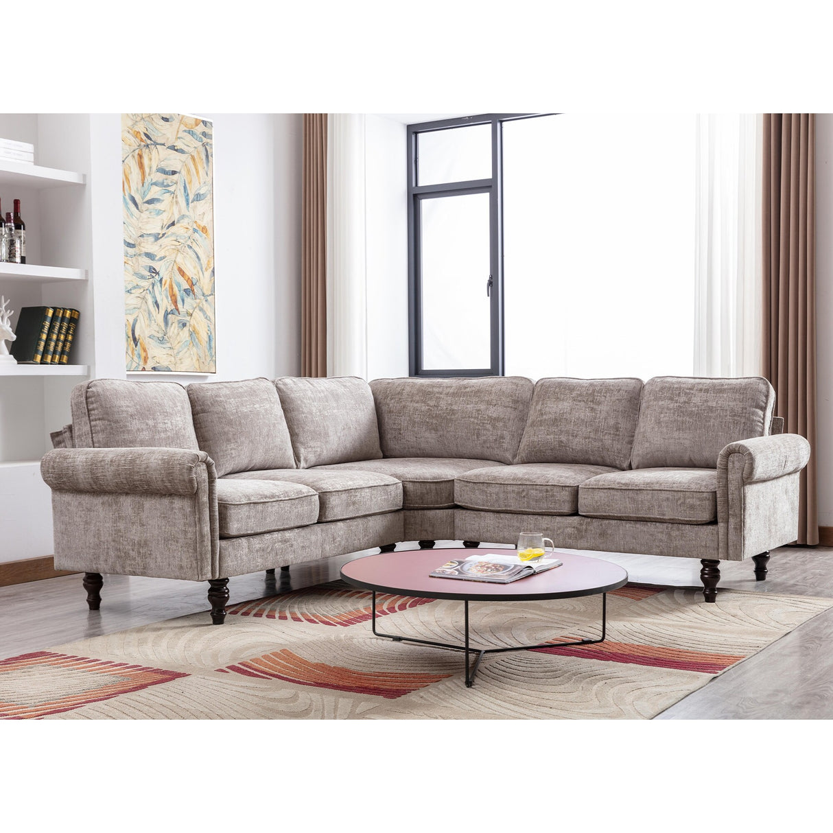 Mid-Century Modern 3-piece Modular L-Shape Sectional Sofa