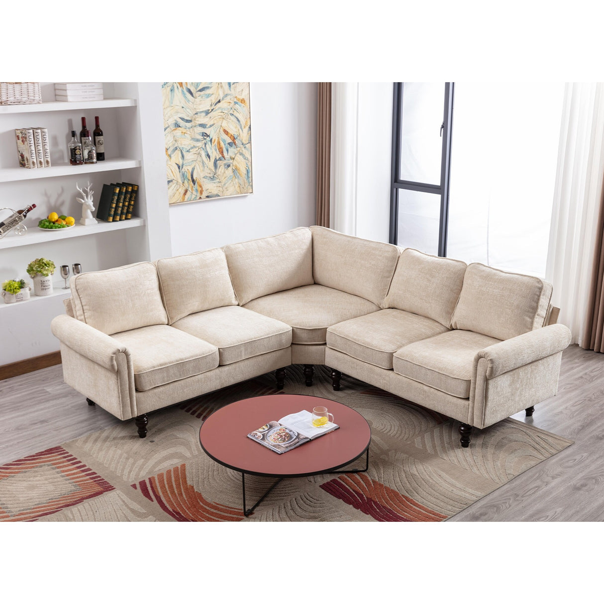 Mid-Century Modern 3-piece Modular L-Shape Sectional Sofa