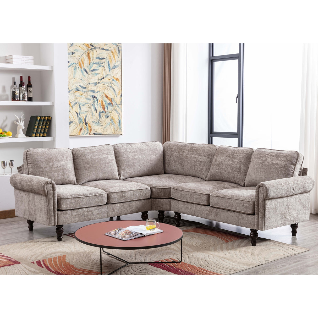 Mid-Century Modern 3-piece Modular L-Shape Sectional Sofa