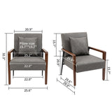 Mid-Century Modern Accent Chair with Solid Wood Armrest