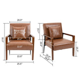 Mid-Century Modern Accent Chair with Solid Wood Armrest