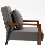 Mid-Century Modern Accent Chair with Solid Wood Armrest