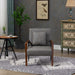 Mid-Century Modern Accent Chair with Solid Wood Armrest