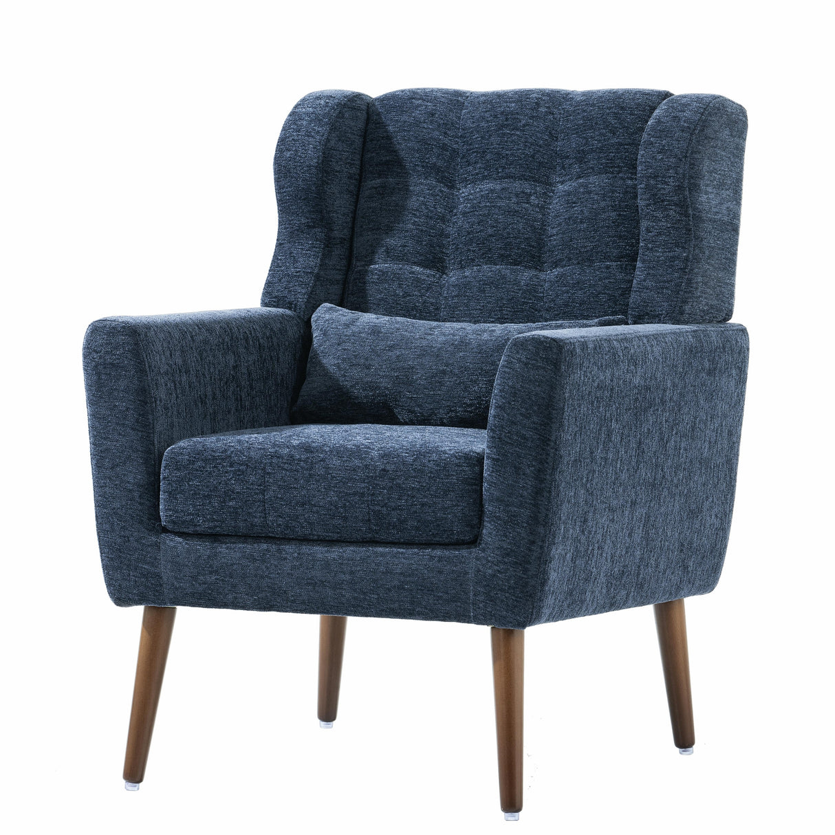 Mid Century Modern Accent Chair: Upholstered Foam-Filled Comfy Reading Chair with Chenille Fabric for Living Room, Bedroom