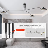 Mid Century Modern Chandelier with Swing Arm & Adjustable Lampshade
