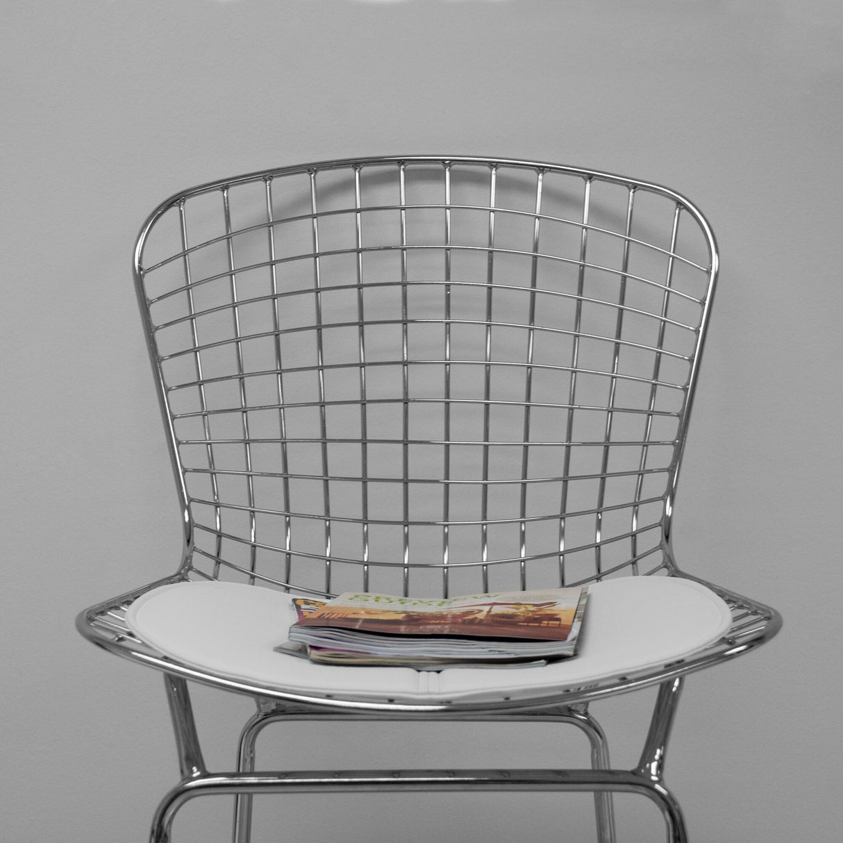 Mid Century Modern Chrome Wire Counter Stool (Set of 2) - N/A