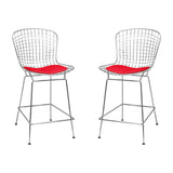 Mid Century Modern Chrome Wire Counter Stool (Set of 2) - N/A