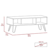 Mid-Century Modern Coffee Table with 3 Shelves,Metal Legs